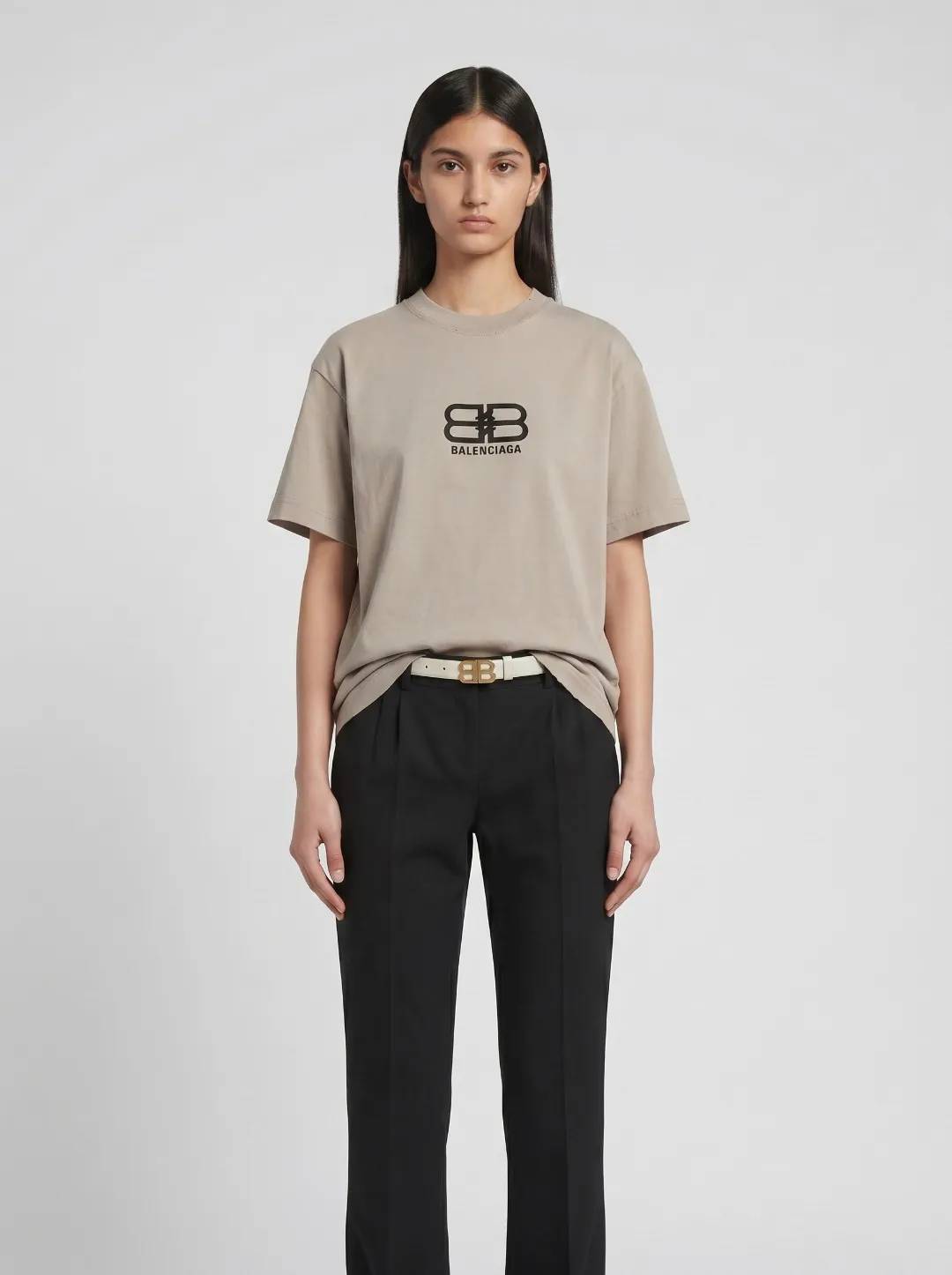 P100✨🔥 [balenciaga] 2026FW short-sleeved T-shirt Premium 26s double yarn 300g fabric, washed with Ma Liang distressed process Color: washed black, washed white, washed Khaki Size: S M L XL 2XL